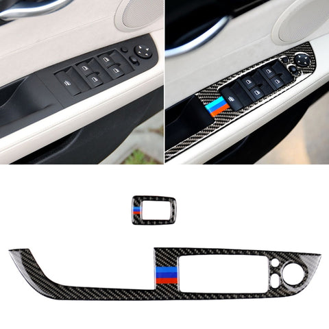 Panneau de levage en fibre de carbone pour voiture avec clé pliante, adhésif décoratif en trois couleurs pour BMW Z4 2009-2015, adapté au guide de voiture, panneau de lève-vitre avec clé pliante (bleu rouge)