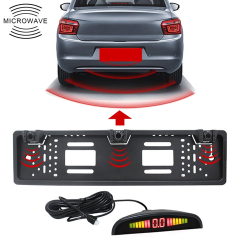 PZ300L Europa Sensori di parcheggio telaio targa auto Radar di retromarcia con 3 rilevatori radar, PZ300L