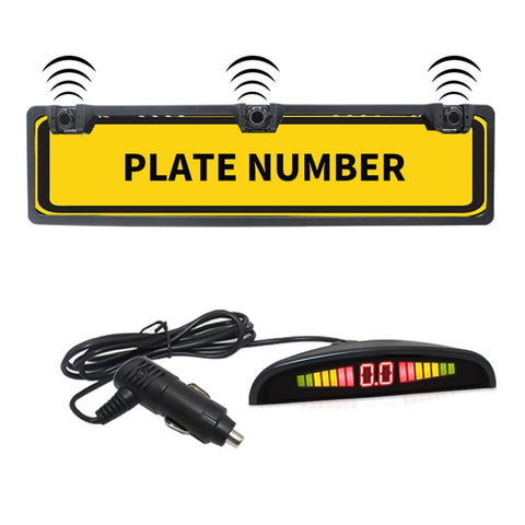 PZ300L-W Wireless Europa Telaio targa auto Sensori di parcheggio Radar di retromarcia con 3 rilevatori radar, PZ300L-W