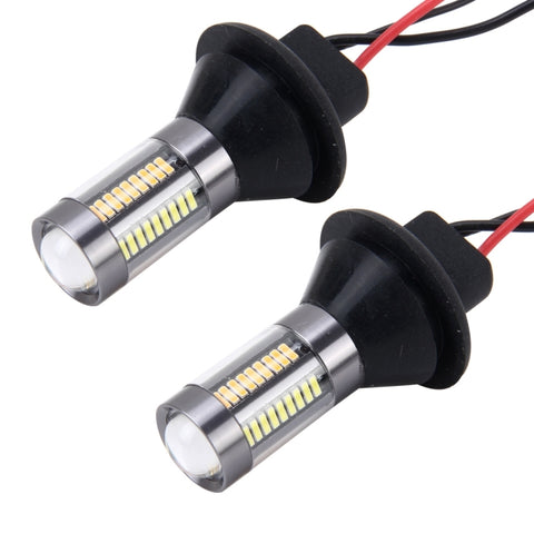 2 pezzi 1156/Ba15s 5W 300LM 66LED SMD-4014 Lampadina posteriore per auto Indicatore di direzione Lampada per retromarcia automatica Luce di marcia diurna Sorgente per auto (luce bianca + luce gialla), Lunghezza cavo: 1 m, 1156/Ba15s 5W - Novalix Store