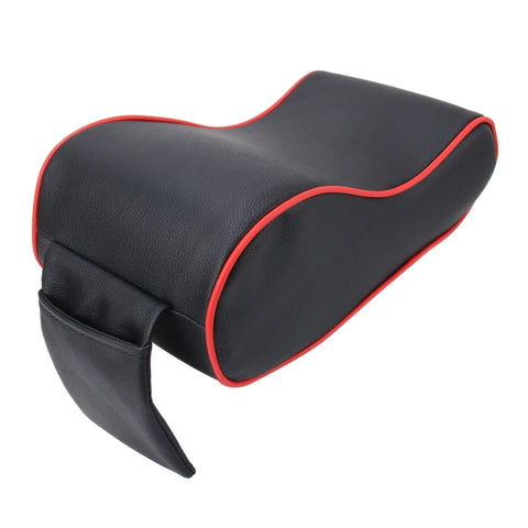 Tappetino per bracciolo avvolto in memory foam per auto universale in pelle PU e memory foam Tappetino per bracciolo per auto traspirante con custodia per supporto per telefono, without Card Slot (Black Red), without Card Slot (Black )