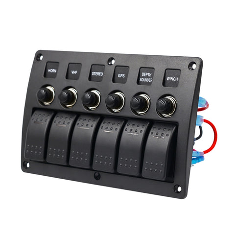 Panneau d'interrupteur combiné à 3 broches et 6 voies, avec lumière et lente pour projecteur de bateau marin, camping-car, 3 broches, 6 voies