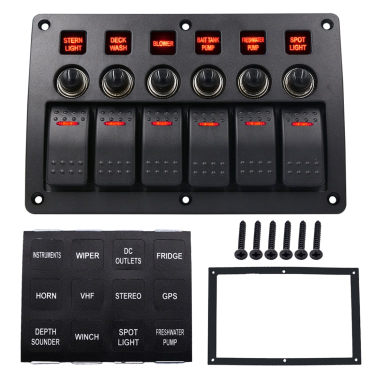 6 Way Switch Panel with Light for Car, RV, Marine, Boat