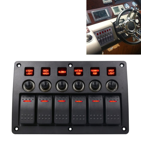 Panneau d'interrupteur combiné à 3 broches et 6 voies, avec lumière et lente pour projecteur de bateau marin, camping-car, 3 broches, 6 voies