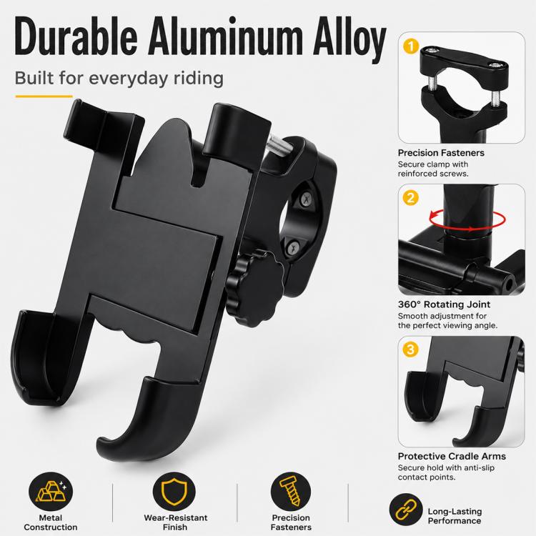 Aluminum Alloy Motorcycle Phone Bracket for 60-100mm Devices