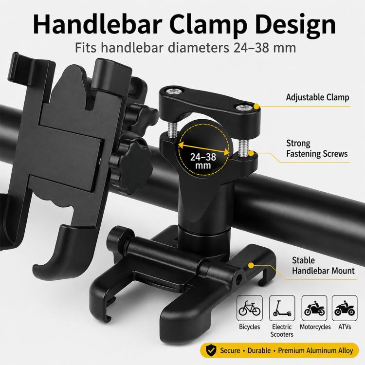 Aluminum Alloy Motorcycle Phone Bracket for 60-100mm Devices