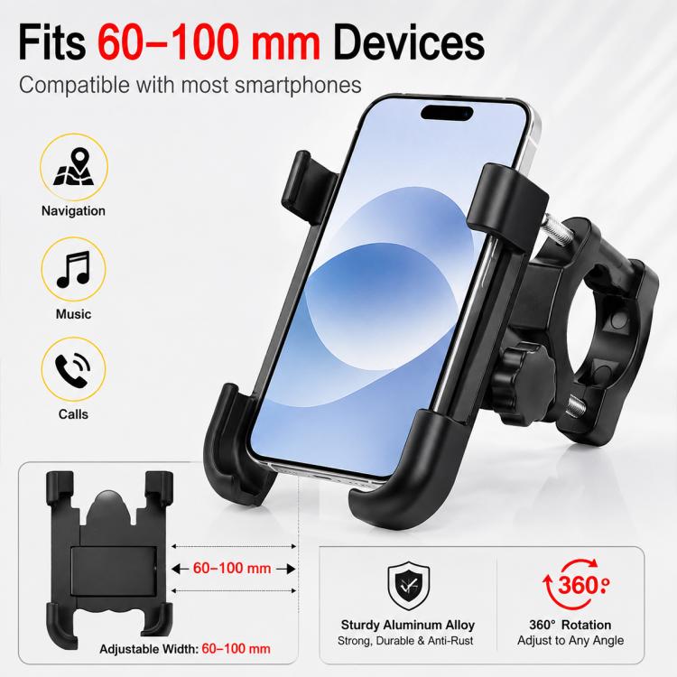 Aluminum Alloy Motorcycle Phone Bracket for 60-100mm Devices