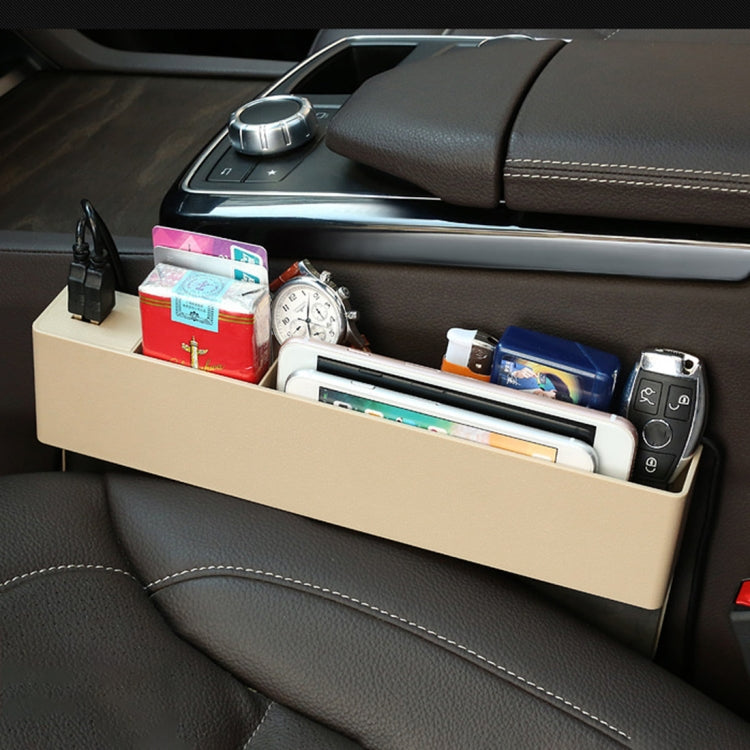 Universal Car Multi-functional Charger Console Side Pocket Seat Gap Side Storage Box, with 2 USB Ports