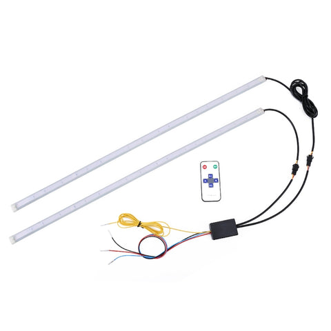 2 luci di direzione colorate per auto ultrasottili DC12V 19W da 2 pezzi / luci di marcia Lampadine a LED SMD-5050, 60cm DC12V 19W