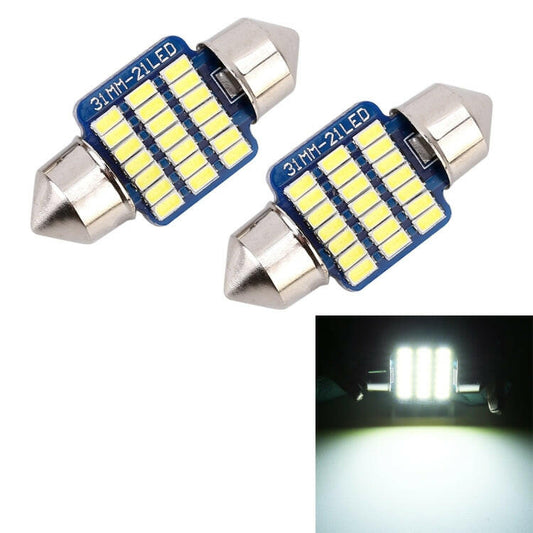 2 PZ 31mm DC12V / 1W / 6000K / 65LM 21LED SMD-3014 Luce targa auto / Luce cupola, con decodificatore, 1W  31mm - Novalix Store