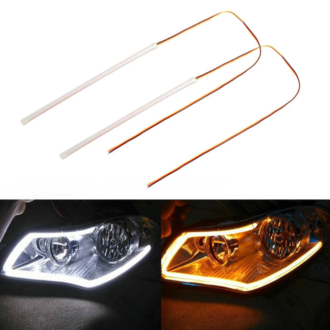 2 pièces 30 cm DC12V 3,2 W luci di direction / luci di marcia ultrasottili per auto a doppio colore (luci di direction: luce gialla; luci di marcia: luce bianca), 30cm DC12V 3.2W