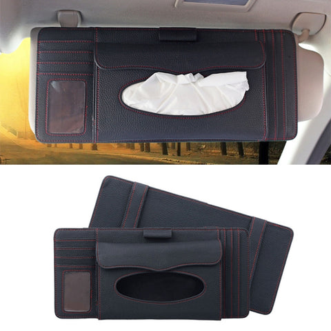 DERANFU 3 en 1 Lichee Texture Portasciugamani en peau multifunzione par auto avec slot par programme et slot par CD