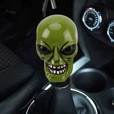 Pommeau de changement pour voiture universelle en forme d'extraterrestre, pommeau de changement manuel automatique en aluminium, forme de tête de crâne 11
