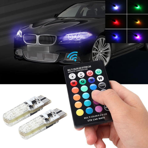 Kit di 2 luci LED T10 2W con effetto stroboscopico e dissolvenza,