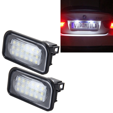 Luce targa 2 pezzi con 18 lampade SMD-3528 pour Mercedes-Benz W203 4D, 2W 120LM 6000K, DC12V, avec Canbus (luce bianca), pour Benz W203 4D