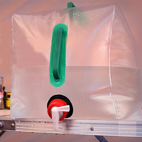 Contenitore pour sac d'eau pieghevole da esterno en PVC transparent de 10 litres avec interrupteur ON/OFF, 10L avec interrupteur ON/OFF