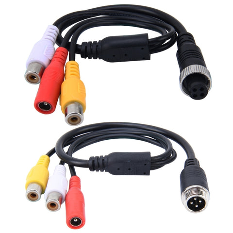 2 pièces 1 en 3 vie par moniteur automatique, caméra DVR maschio et femmina cavo di prolunga di alimentazione vidéo à 4 broches, longueur: 34 cm, 1 en 3 voies