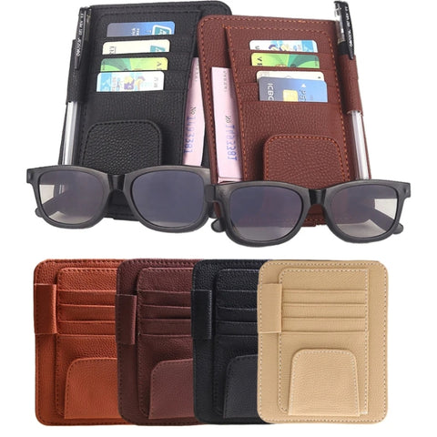 Bourse multifonctionnelle pour voiture, visière parasol, porta occhiali da sole, porta biglietti per banconote