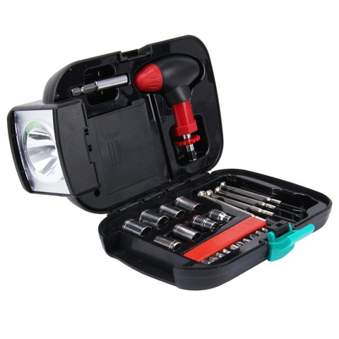 Set di cassette degli attrezzi portatili da 24 pezzi per torcia elettrica - Kit di attrezzi portable per auto, maison, émergence avec torcia elettrica, 24 PCS avec lampe de poche