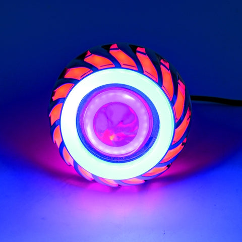 Moto 30W DC 12V-85V LED Lente per faro Whirlwind incorporato Doppia apertura Angolo Occhi + Devil Eye, Red Light (Whirlwind), Blue Light (Whirlwind)