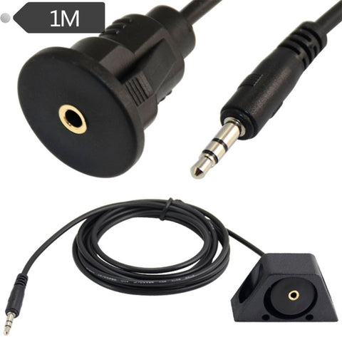 Kit cavo di prolunga jack audio AUX da 3,5 mm 1/8 per montaggio a incasso sul cruscotto del camion per auto da 1 m, For Cable Length: 1m With Holder