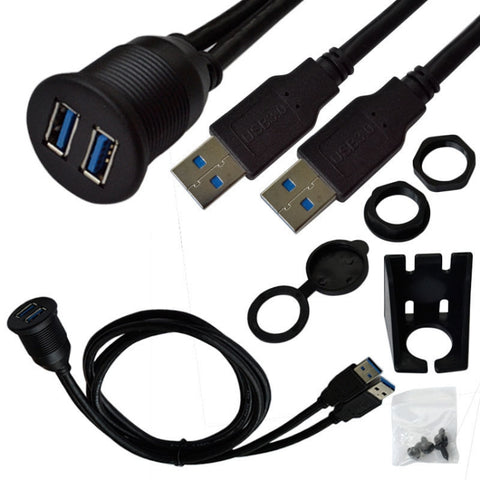 Cavo di prolunga impermeabile per dati da maschio a femmina per montaggio a incasso USB 3.0 Dock per auto, nave, moto, For Cable Length: 1m