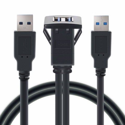 Cavo di prolunga impermeabile per dati da maschio a femmina, guscio in ABS da 2 m, montaggio a incasso, USB 3.0, dock per auto, nave, moto, For Cable Length: 2m
