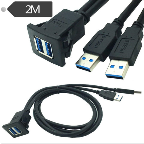 Cavo di prolunga impermeabile per dati da maschio a femmina, guscio in ABS da 2 m, montaggio a incasso, USB 3.0, dock per auto, nave, moto, For Cable Length: 2m