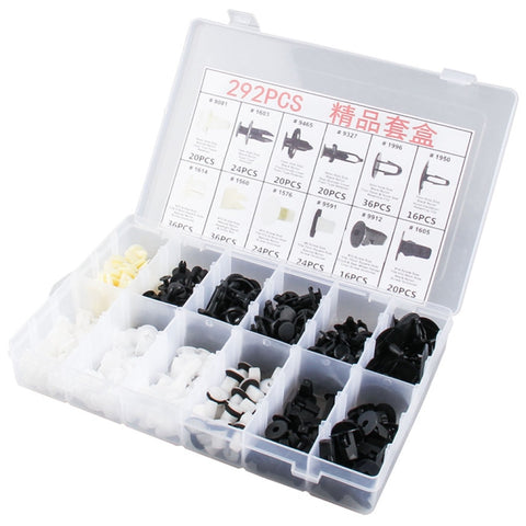 Ensemble de clips de réparation pour voiture de 292 personnes. Assortiment de clips de fixation pour panneaux de voiture. Éléments de fissaggio en plastique, 292 PCS