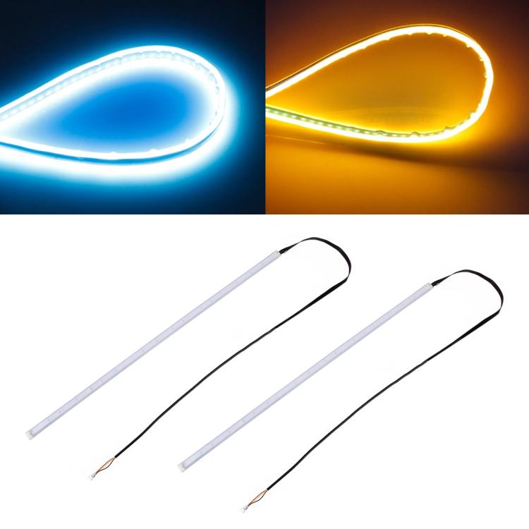 2 PCS 45cm DC12V 5W Ultra-thin Waterproof Car Auto Double Colors Turn Lights / Running Lights SMD-2835 LED Bulbs (Turn Lights: Yellow Light; Running Lig...