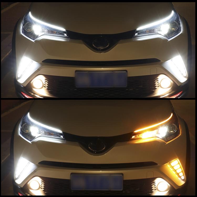 2 PCS 45cm DC12V 5W Ultra-thin Waterproof Car Auto Double Colors Turn Lights / Running Lights SMD-2835 LED Bulbs (Turn Lights: Yellow Light; Running Lig...