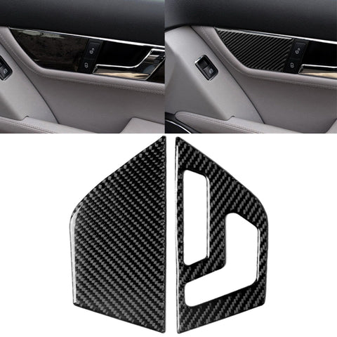 Adesivo decorativo per pannello di regolazione del sedile con guida a sinistra in fibra di carbonio da 2 pezzi per Mercedes-Benz W204 2007-2013, Left Drive Seat Adjustment (A)