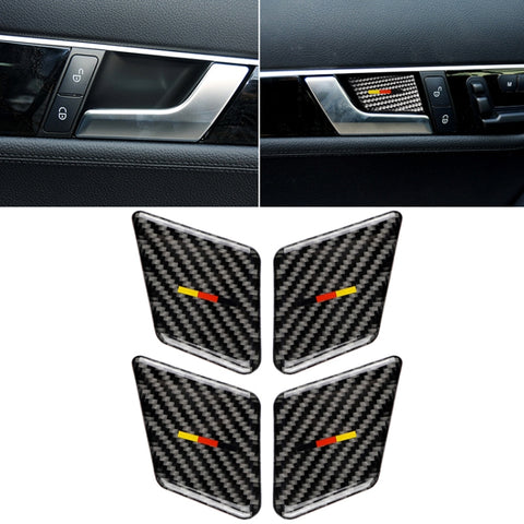 4 pezzi auto bandiera tedesca porta in fibra di carbonio maniglia interna pannello polso adesivo decorativo per Mercedes-Benz Classe C 2007-2013 / Classe E 2009-2016, Door Inner Handle Wrist - Novalix Store