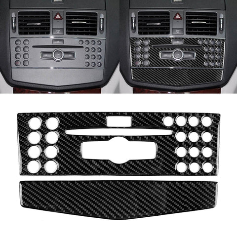 Adhésif décoratif pour panneau de console centrale en fibre de carbone pour voiture pour Mercedes-Benz W204 Classe C 2007-2010, Console centrale (A)