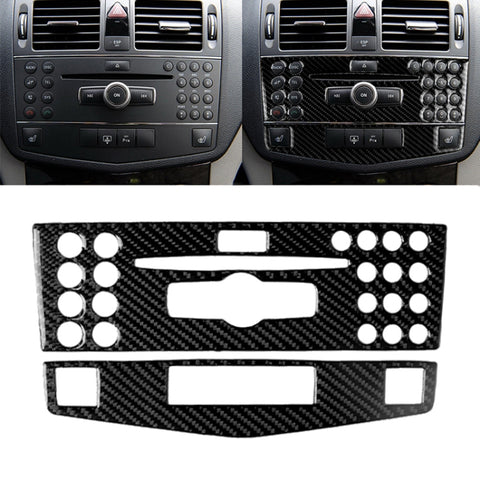 Adhésif décoratif pour panneau de console centrale en fibre de carbone pour voiture pour Mercedes-Benz W204 Classe C 2007-2010, Console centrale (B)