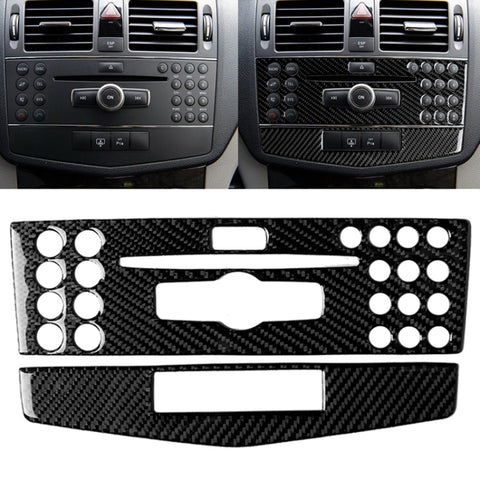 Adhésif décoratif pour panneau de console centrale en fibre de carbone pour voiture pour Mercedes-Benz W204 Classe C 2007-2010, Console centrale (C)