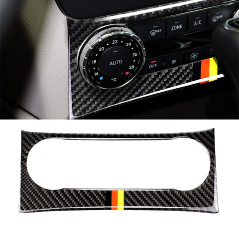 Auto Bandiera Tedesca In Fibra di Carbonio Aria Condizionata Manopola Pannello di Adesivo Controllo Decorativo per Mercedes-Benz W204 Classe C 2011-2013, Air Conditioning Knob