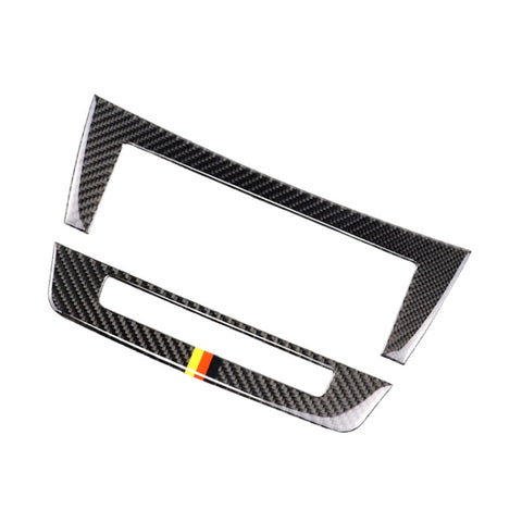 Adhésif décoratif pour panneau CD de commande centrale en fibre de carbone avec bande en tedesca pour voiture pour Mercedes-Benz W204 2011-2013 7 impulsions, panneau CD de commande centrale (drapeau allemand)