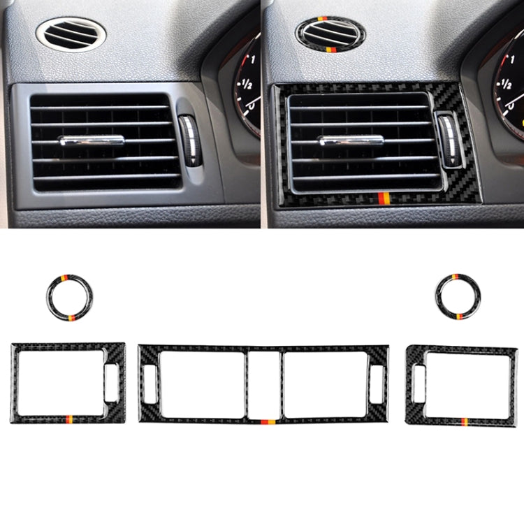 Car German Flag Carbon Fiber Air Outlet Ring + Intermediate Air Outlet + Side Air Outlet Panel Decorative Sticker for Mercedes-Benz W204 207-2010       ...