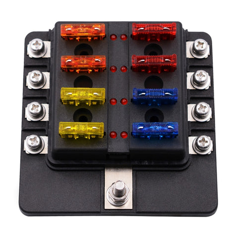 Kit portafusibili con sezione terminale a vite per scatola fusibili 1 in 8 uscite con indicatore di avviso LED per barca per camion per auto, 1 in 8 Out (Screw Terminal Section)