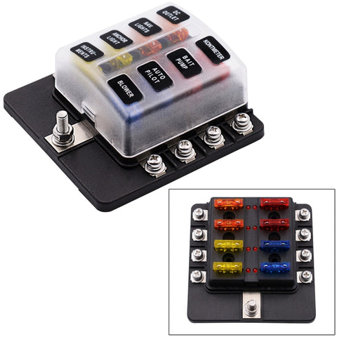 Kit portafusibili con sezione terminale a vite per scatola fusibili 1 in 8 uscite con indicatore di avviso LED per barca per camion per auto, 1 in 8 Out (Screw Terminal Section)