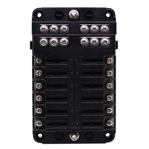 Kit portafusibili con scatola fusibili a lama per circuito a 12 vie, positivo e negativo indipendente, 1 in 12, con indicatore di avviso LED per auto, camion, barca, 1 in 12 Out