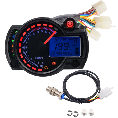 Pannello strumenti modificato per moto Display LCD 12V Misuratore olio miglio regolabile Misuratore temperatura acqua Chilometraggio 2-4 cilindri, CS-342