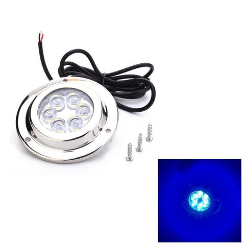 DC 10-30V 12W IP68 316 Acciaio inossidabile 6 LED Luce blu Luce subacquea Barca ad alta potenza Luminosa per Marina / Yacht, 12W Blue Light