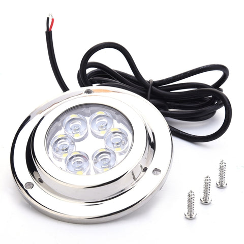 DC 10-30V 12W IP68 316 Acciaio inossidabile 6 LED Luce bianca Luce subacquea Barca ad alta potenza Luminosa per Marina / Yacht, 12W White Light