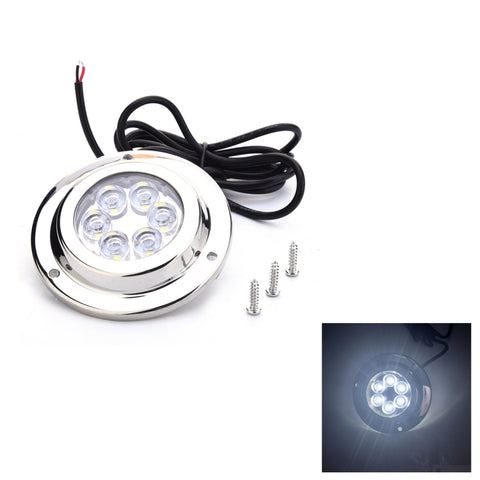 DC 10-30V 12W IP68 316 Acciaio inossidabile 6 LED Luce bianca Luce subacquea Barca ad alta potenza Luminosa per Marina / Yacht, 12W White Light