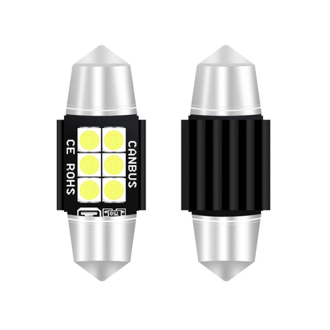 2 PZ 31mm DC12V-24V 3W 6000K 660LM 6LED SMD-3030 Lampada da lettura per auto/Luce targa, 31mm (3W) - Novalix Store