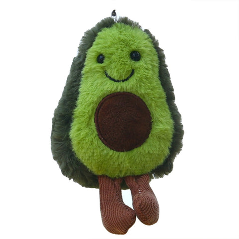 Simpatico portachiavi con avocado antropomorfo in peluche con gioielli di frutta, Plush Avocado Shape
