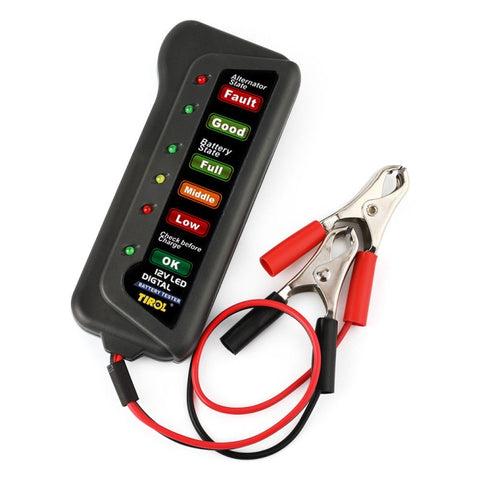 TIROL T16897 Tester per alternatore batteria digitale per auto da 12 V Display a 6 luci a LED, TIROL T16897