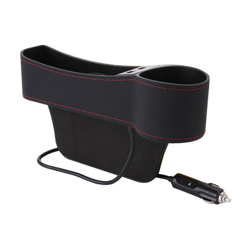 Console pour siège de copilote multifonctionnelle pour voiture Scatola en cuir PU Accendisigari Tasca di ricarica Portabicchieri Sedile Gap Scatola portaoggetti laterale, Co-pilot Seat